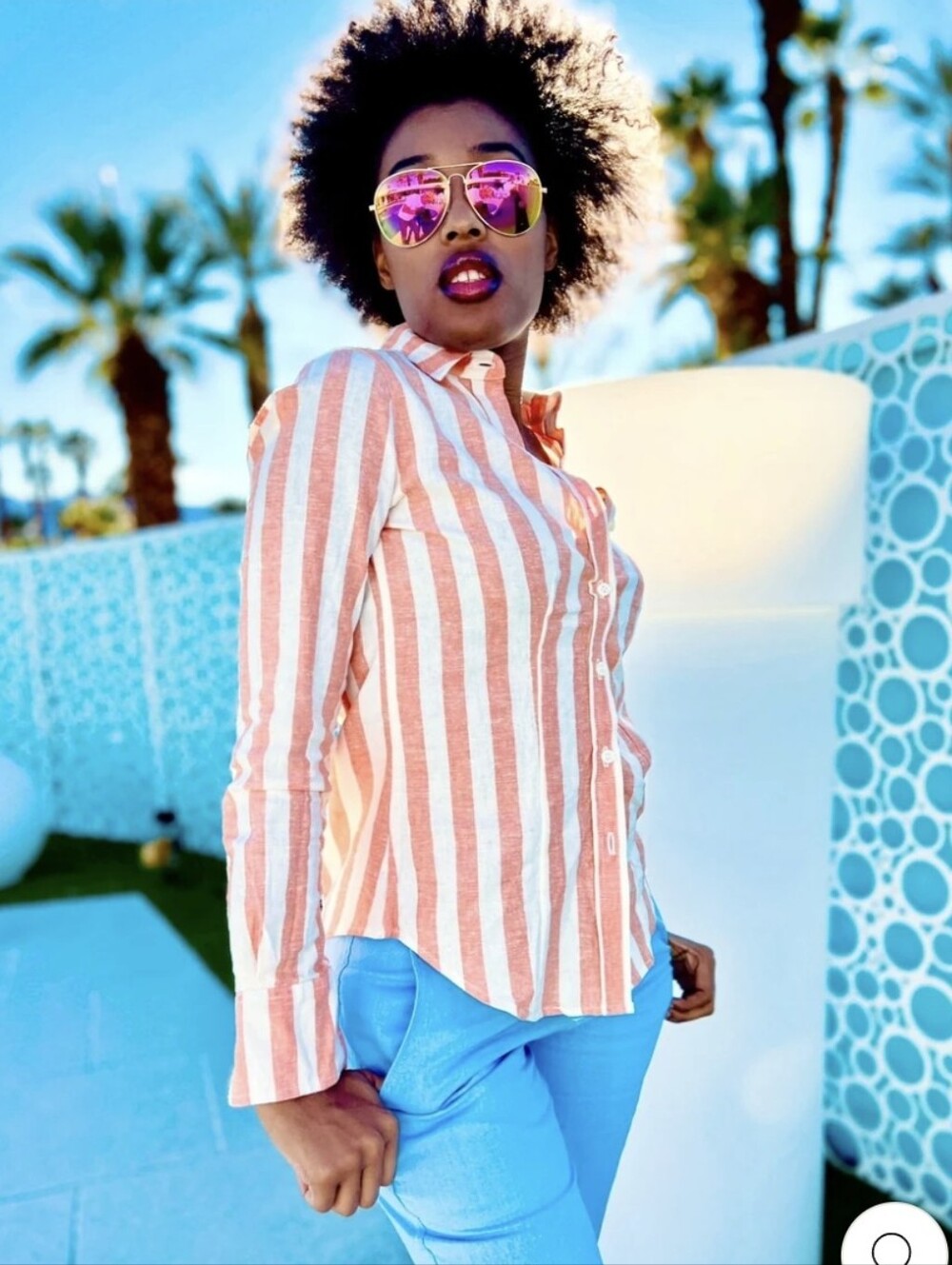 Striped Peach & Cream Button-Down Shirt